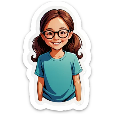 smiling girl with glasses sticker