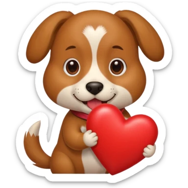 A dog holding a large heart in its mouth (modeled after the dog image attached) sticker