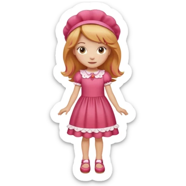 pretty and cute realistic modern day cartoon character strawberry shortcake full body sticker