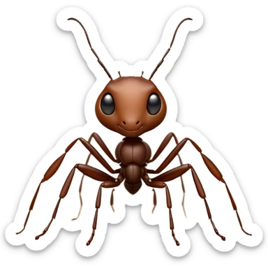 Cinematic Industrious Ant Portrait Emoji, Poised and diligent, with a tiny, meticulously detailed body in earthy tones, sharp, observant eyes and agile limbs, Simplified yet precise and sophisticated features, highly detailed, glowing with a soft, natural luminescence, high shine, intelligent and determined, stylized with an air of hardworking resilience, focused and alert, soft glowing outline, capturing the essence of a watchful ant that appears ready to march out of the screen with effortless precision! sticker