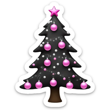 Black Christmas tree with pink and white ornaments  sticker