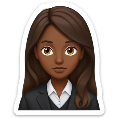 Strict female teacher wearing black with Long Brown hair sticker