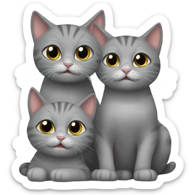 2 gray cats with kittens sticker