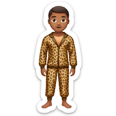 Handsome Black guy with brown skin tone, with muscular build, wearing loose fitting leopard print pajamas and white slippers  sticker