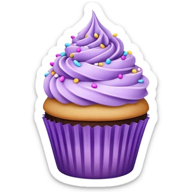 Realistic cupcake with purple sprinkles  sticker