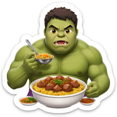 Fat Hulk eating mutton curry biriyani sticker