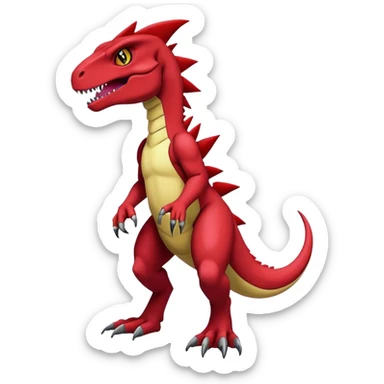  Cool Edgy Maroon Guilmon-Charmeleon-Digimon-Fakemon-Velociraptor full body sticker