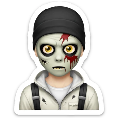 zombie boy with emo hair and white shirt with a ski mask on hair FROM Nike pra syna sticker