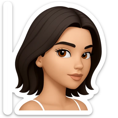 Create a slight sideways (three-quarters) view of the same face shown in the reference image, keeping the same style and expression. Maintain a transparent background. sticker