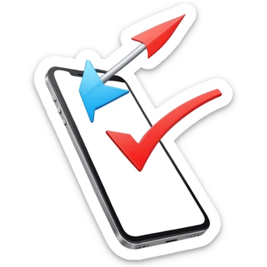 mobile phone and arrow coming out sticker