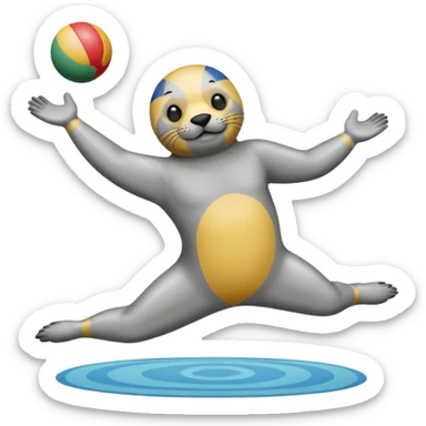 A seal performing gymnastics and juggling sticker