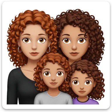Create a family. A young hot mom. She is an alt girly with dark curly hair, an eyebrow piercing, and a nose ring. Her two teenage kids are gay girlies. One has shoulder length auburn hair and has an eyebrow ring. The other has short bleached curly hair, bleached eyebrows and a lip ring  sticker