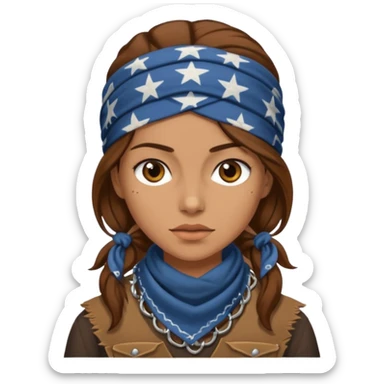 Western female Outlaw with brown hair sticker
