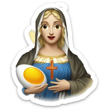madonna with an egg sticker