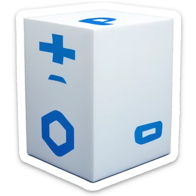 A rectangular tall white box with blue bold blue 'BC' logo in the middle of one side of the box sticker