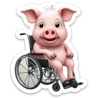 Old pig on wheelchair sticker
