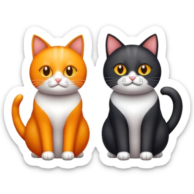 Gato naranja y gato negro del mismo tamaño  sticker