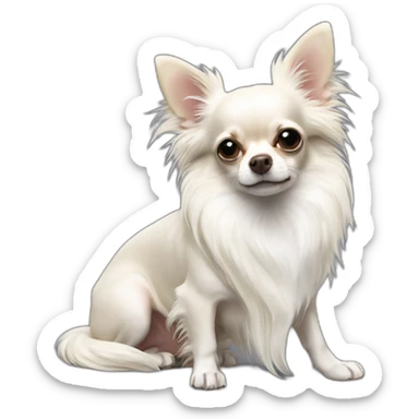 languid chihuahua longcoat white sticker