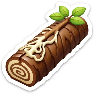 Oblong Tree-log-shaped-chocolate with marsipan swirled inside and with walnuts drizzled on top  sticker