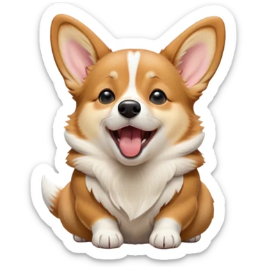 Cinematic Cute Yawning Fawn Corgi Portrait Emoji, Head tilted slightly with a dramatic, wide-open yawn, showcasing a smooth fawn coat with bold white markings, short ears slightly drooping, round brown eyes barely open in drowsy contentment, Simplified yet irresistibly adorable features, highly detailed, glowing with a soft, cozy glow, high shine, relaxed yet expressive, stylized with a touch of whimsy, bright and endearing, soft glowing outline, capturing the essence of a sleepy yet affectionate herder, so drowsy it feels like it could stretch right out of the screen and curl up for a nap! sticker
