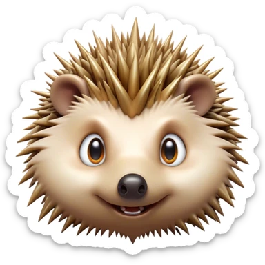 Cinematic Comical Hedgehog Portrait Emoji, Head tilted dramatically with an exaggeratedly surprised expression and wide, comically expressive eyes, featuring a small, spiky body with quills that seem to dance with playful energy, Simplified yet hilariously expressive features, highly detailed, glowing with a slightly sassy woodland glow, high shine, dramatic yet playful, stylized with an air of cheeky hedgehog mischief, soft glowing outline, capturing the essence of a meme-worthy hedgehog that looks ready to roll its way into viral fame! sticker