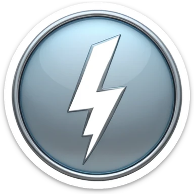 A lightning bolt emoji made of polished silver chrome, sharp yet rounded edges, glossy metallic surface, soft reflections, minimal futuristic design, iOS emoji style, centered, clean white background sticker