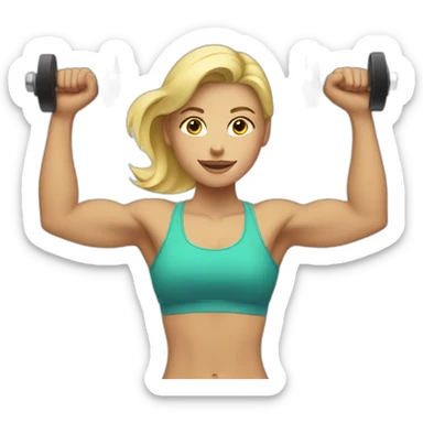 blonde girl lifting weights sticker