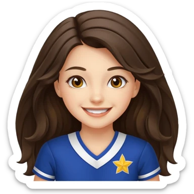 happy long haired brunette girl hazel eyes cheerleader sticker