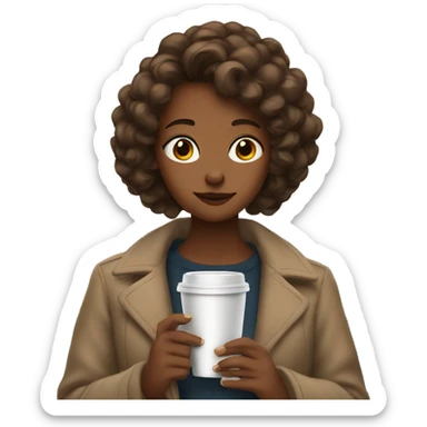 Brown haired girl with a Coffee and a cigarette in her Hands sticker