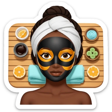 Lady with black face mask spa beauty full face relaxing sticker