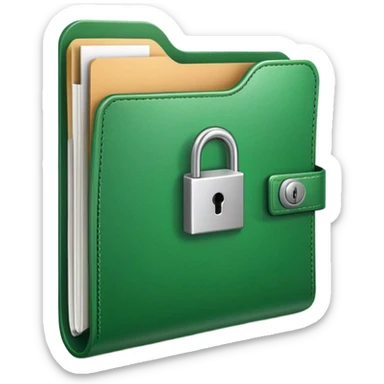 Green folder with lock, secured document, protected file sticker