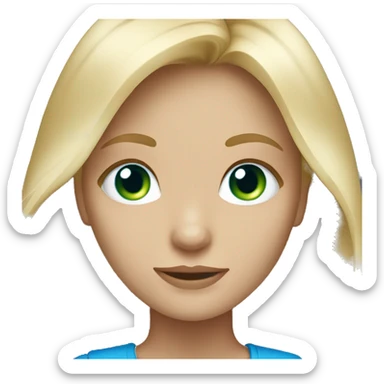 Blonde Long hair girl green and blue eyes sticker