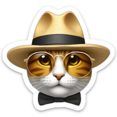 un chat qui fume le cigare avec un chapeau haut de forme et des lunettes de soleil  sticker
