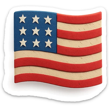 US flag, textured and layered, paper craft style sticker