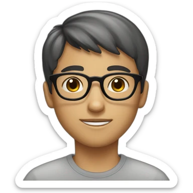 A short-haired boy wearing black-rimmed round glasses sticker