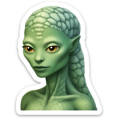 a Reptilian alien woman, full body, sleeping sticker