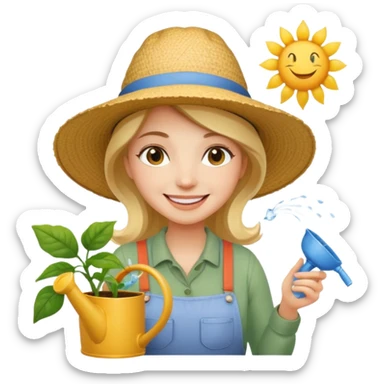 woman gardener with watering pot sticker