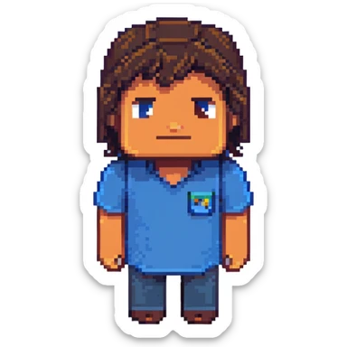 Minecraft character of Jack Black wearing a blue shirt sticker