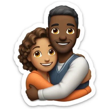 couple hug with warm smiles sticker