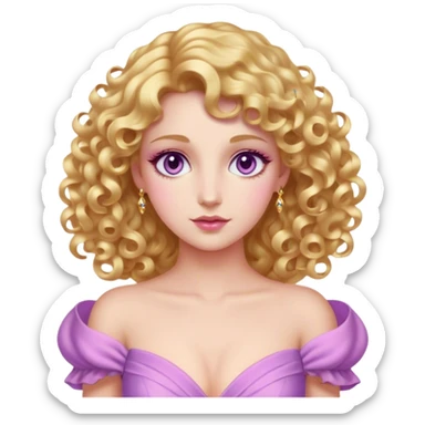 Cinematic Stunning Aurora Portrait Emoji, Ethereal in her flowing pink gown, golden curls shimmering, soft violet eyes filled with serenity, an enchanting glow surrounding her, capturing the beauty of a princess lost in a dream! sticker