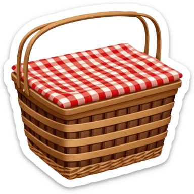  empty wicker basket with picnic cloth  sticker