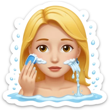 A women washing her face sticker