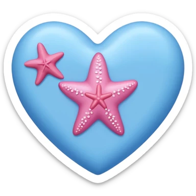 blue heart with a starfish inside, apple emoji style sticker