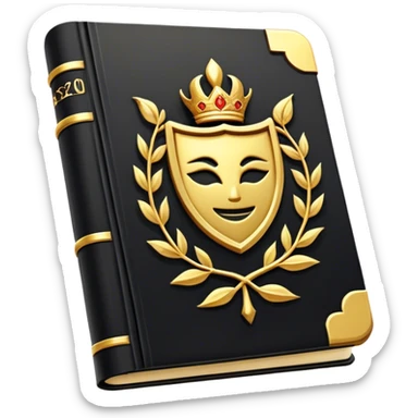 Un libro negro mate con detalles en dorado profundo o rojo oscuro, irradiando una sombra poderosa, con un símbolo de escudo, y una ligera aura de calor, reflejando el poder de vivir sin miedo.  sticker