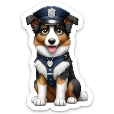 australian Shepherd in Police Uniform sitting sticker