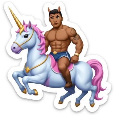 Mike Tyson riding a evil unicorn sticker