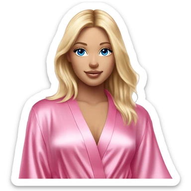 Blonde hair blue eye Victoria secret angel in pink silk robe with white angel wings sticker