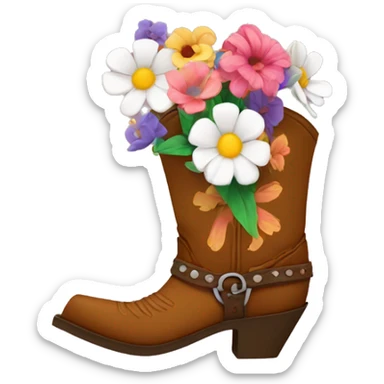 Cowboy boot with flowers  sticker