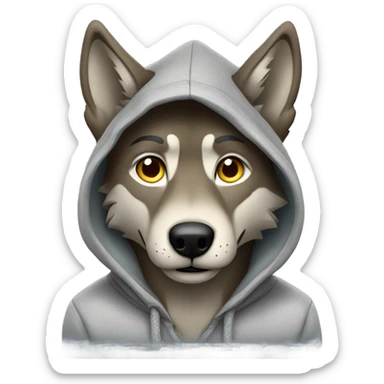Wolf wearing a hoodie sticker