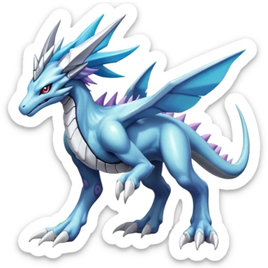  Cool Edgy Shiny Godly Ethereal Futuristic Legendary Digimon-Suicune-Dialga-Kyurem-Latios-Reptile, full body, four legs sticker